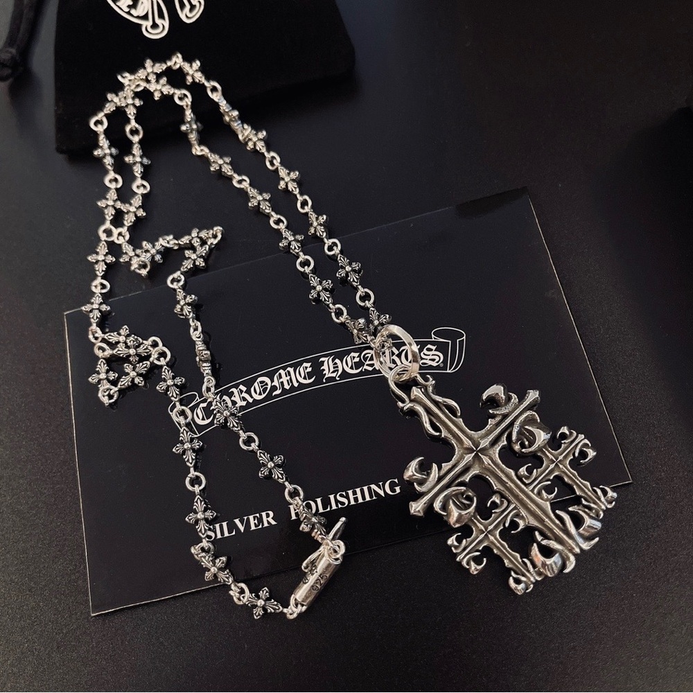 Chrome Hearts Silver Gothic Cross Pendant